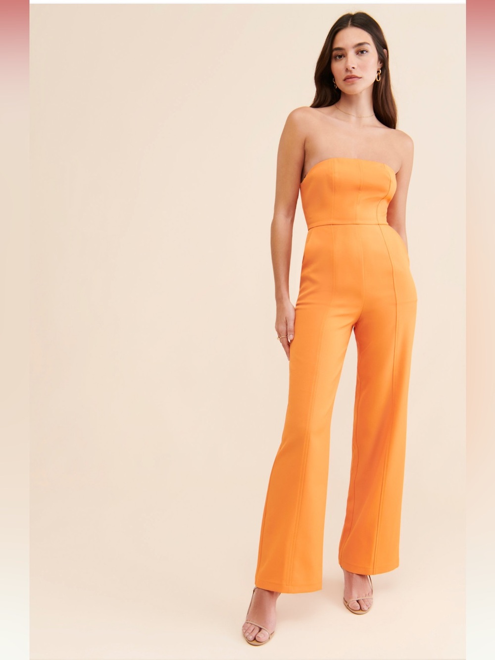 4TH & RECKLESS Orange Martina Strapless Jumpsuit M